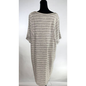 NWT Caslon Nordstrom Grey Knit Striped Shift Dress With Pockets